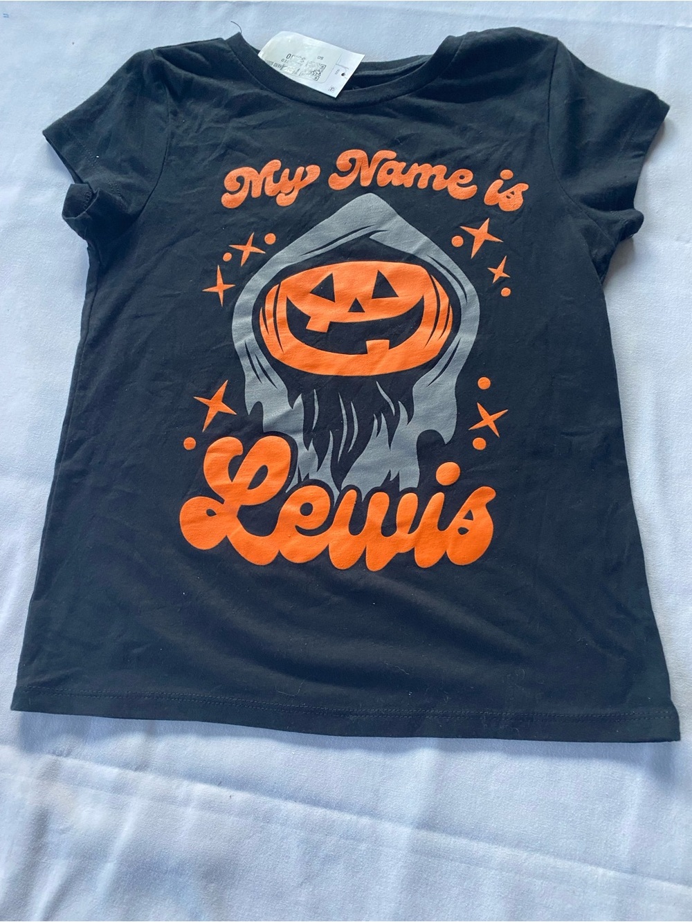 Kids Halloween Pumpkin "My Name is Lewis" T-Shirt Size Medium